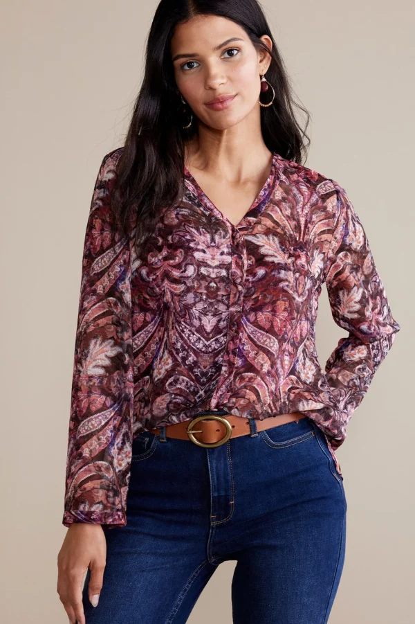 Everyday Styles | long sleeve-Soft Surroundings Tasha Top Multi Tapestry