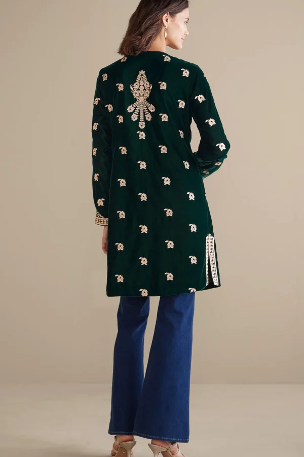 Feminine Flourish | EVelvet Styles-Soft Surroundings Tatianna Velvet Jacket Emerald Green