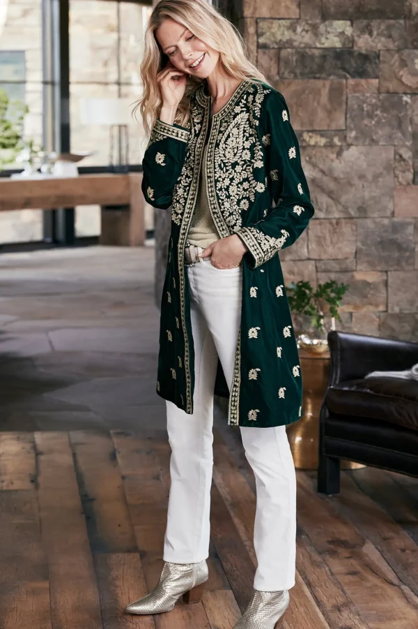 Feminine Flourish | EVelvet Styles-Soft Surroundings Tatianna Velvet Jacket Emerald Green