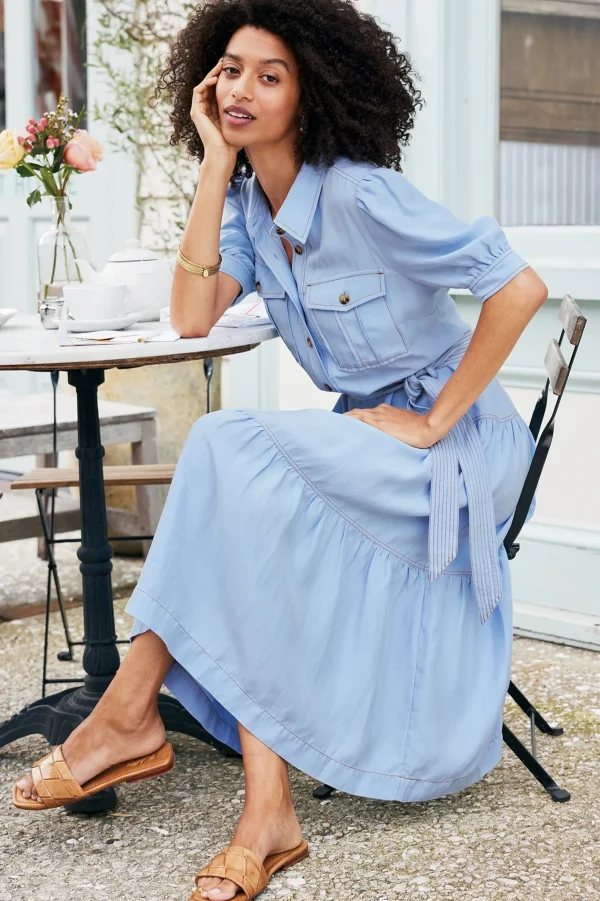 Into The Blues | casual-Soft Surroundings Tenley Midi Dress Light Denim