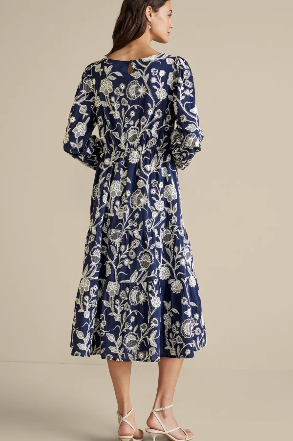Into The Blues | Vacation Shop-Soft Surroundings Tilda Embroidered Midi Dress Navy