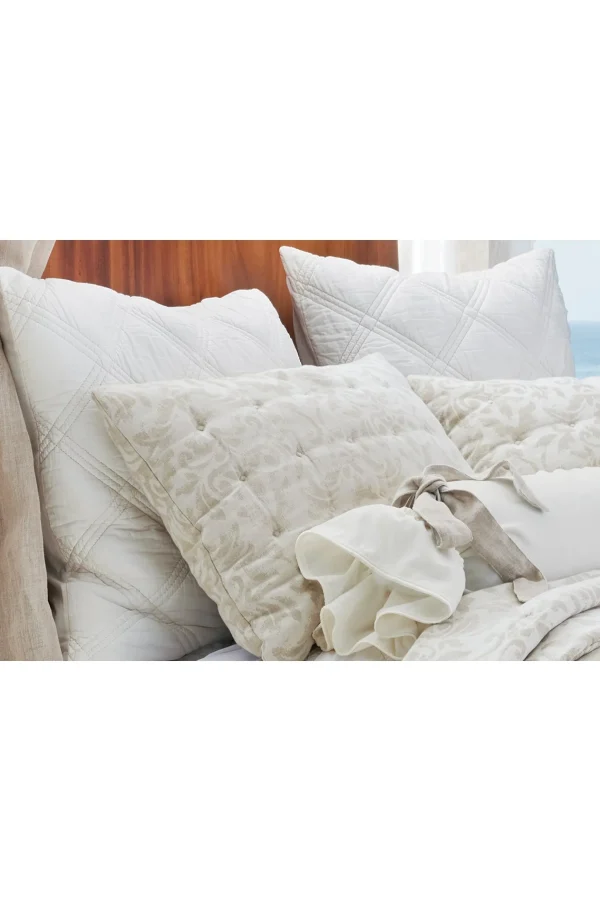 pillowcases & shams-Soft Surroundings Toluca Diamond Euro Sham Ivory
