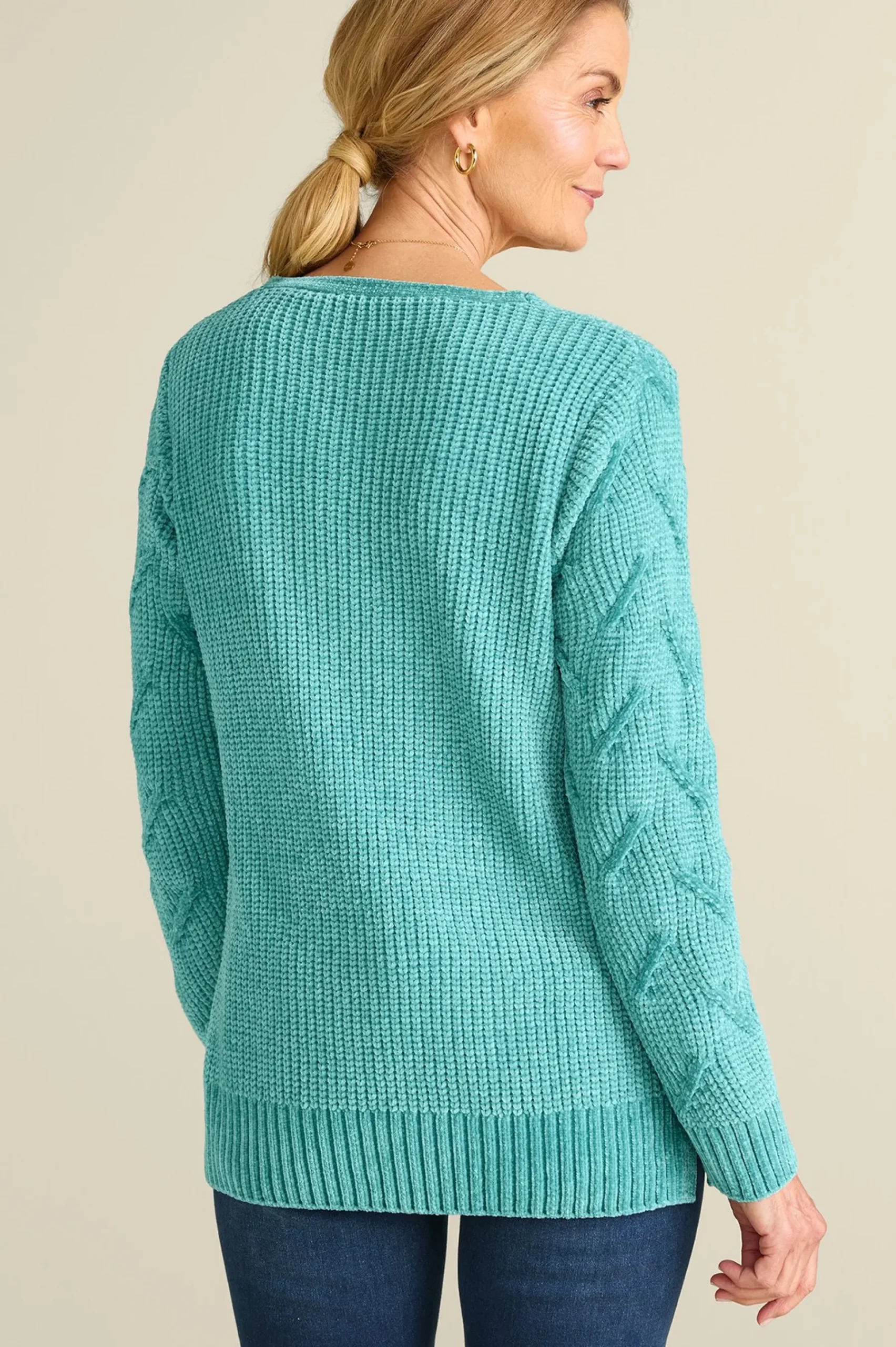 trina_chenille_sweater_2.webp Sweaters & Cardigans | long sleeve-Soft Surroundings Trina Chenille Sweater Almond Milk