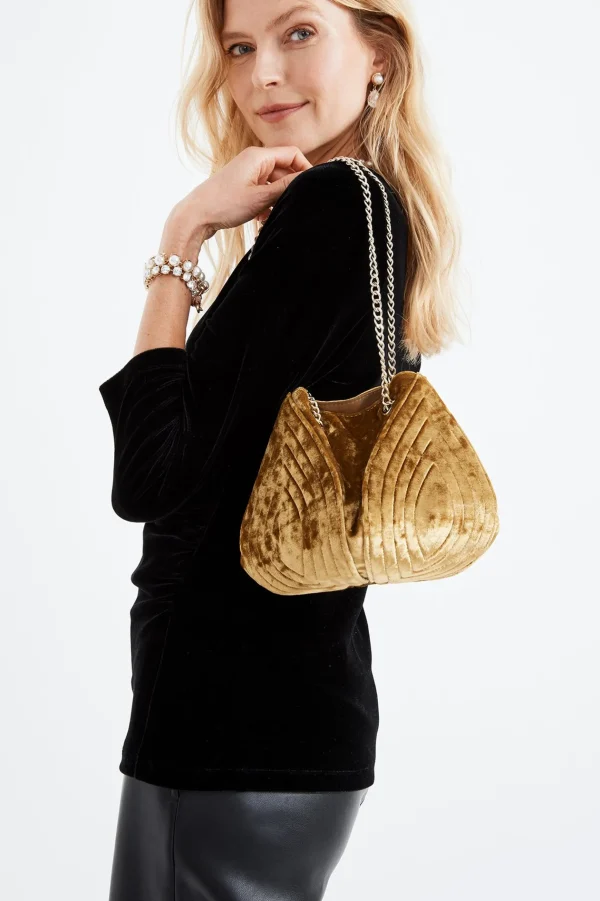 Handbags-Soft Surroundings Tulip Flower Bag Gold