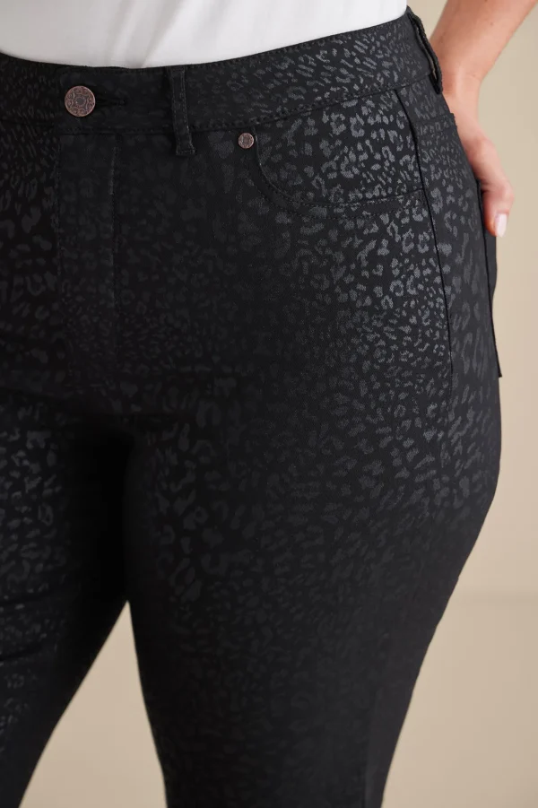 leggings | full length-Soft Surroundings Ultimate Denim Animal Straight Leg Jeans Metallic Animal