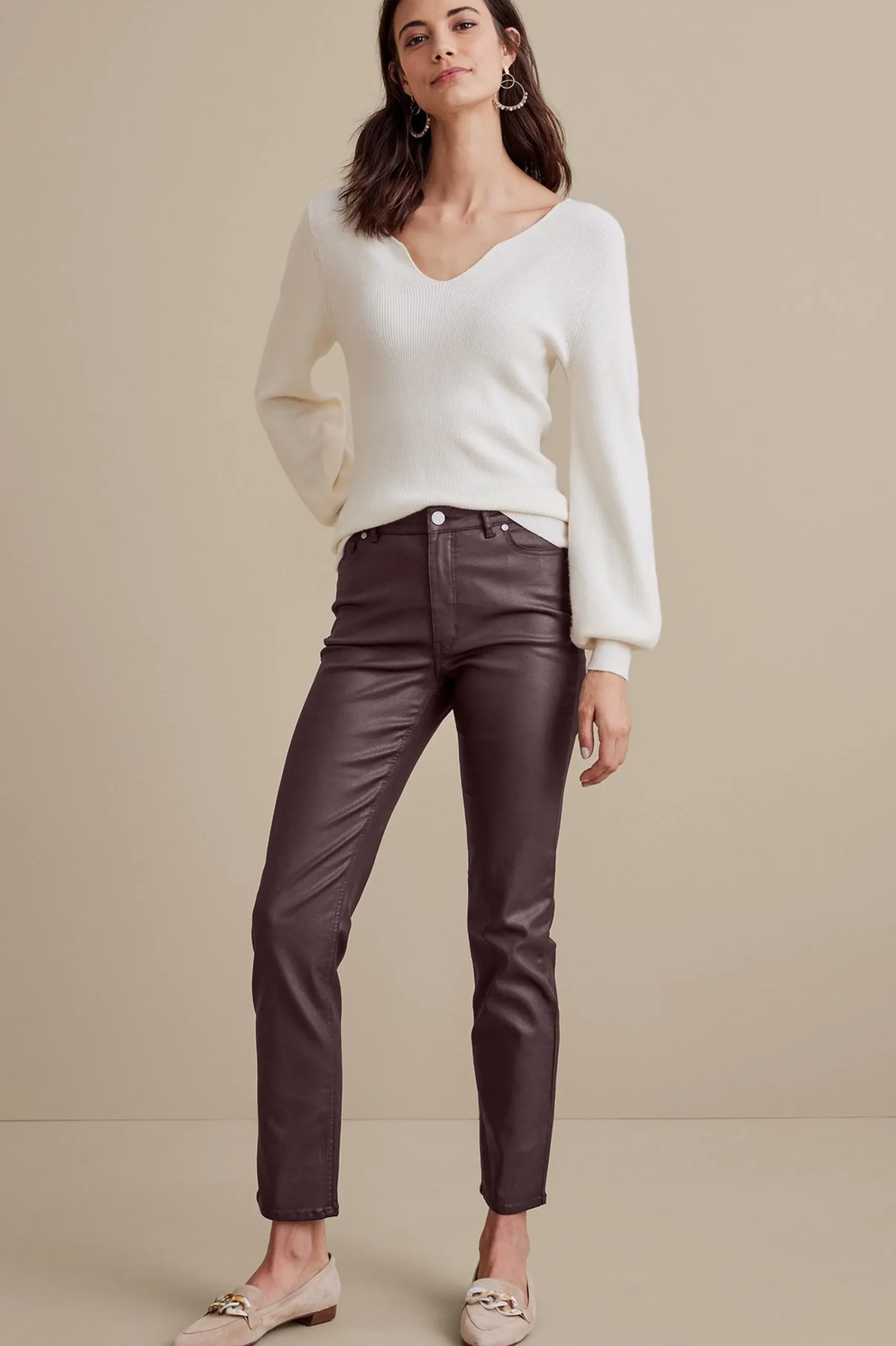 ultimate_denim_coated_str_0.webp Everyday Styles | leggings-Soft Surroundings Ultimate Denim Coated Straight Leg Jeans Coated Dark Brown