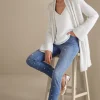Wear Now Styles | leggings-Soft Surroundings Ultimate Denim Pearl Straight Leg Jeans Icy Blue Wash
