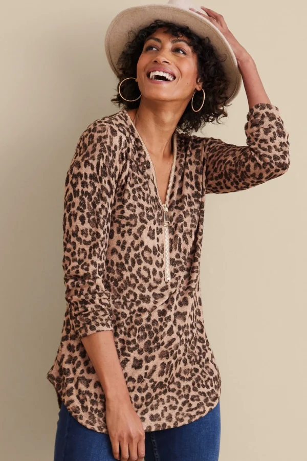 Everyday Styles | Sweaters & Cardigans-Soft Surroundings Valentina Zip Sweater Sangria Red