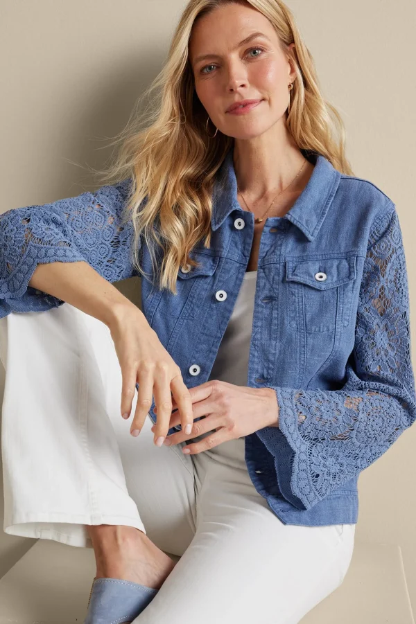 Feminine Flourish | Into The Blues-Soft Surroundings Varese Linen Blend Jacket Colony Blue