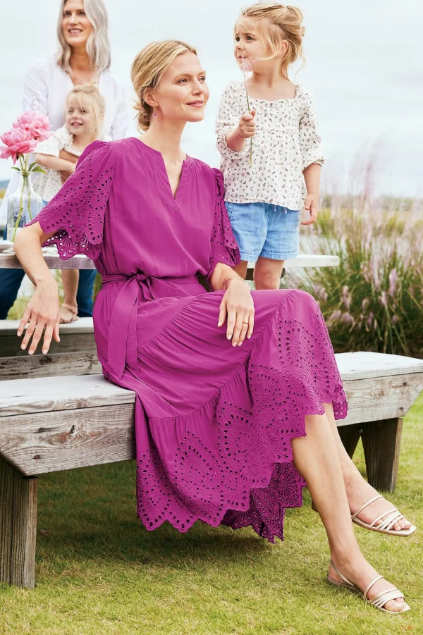 Feminine Flourish | Vacation Shop-Soft Surroundings Verena Eyelet Midi Dress Deep Orchid