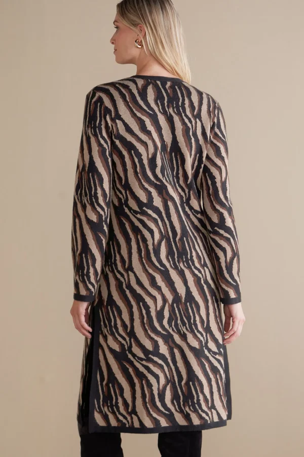 Sweaters & Cardigans-Soft Surroundings Veronica Jacquard Cardigan Neutral Animal