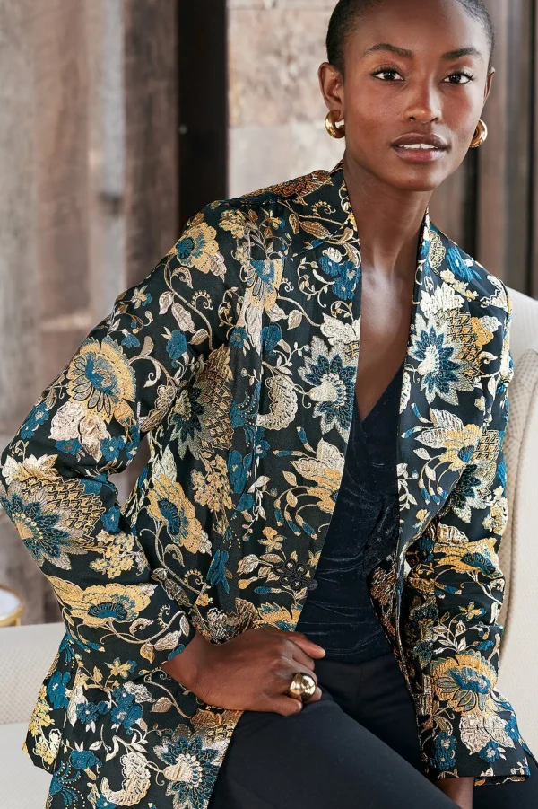 Feminine Flourish | Global Artistry-Soft Surroundings Viola Jacquard Jacket Multi Floral