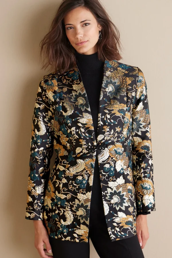 Feminine Flourish | Global Artistry-Soft Surroundings Viola Jacquard Jacket Multi Floral