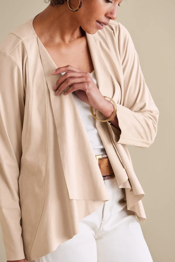 Jackets & Coats-Soft Surroundings Viviana Faux Suede Jacket Beige