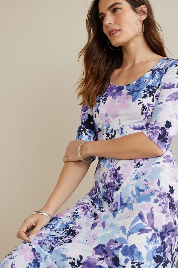 Feminine Flourish | occasion dresses-Soft Surroundings Vivienne Dress Garden Dream Blue