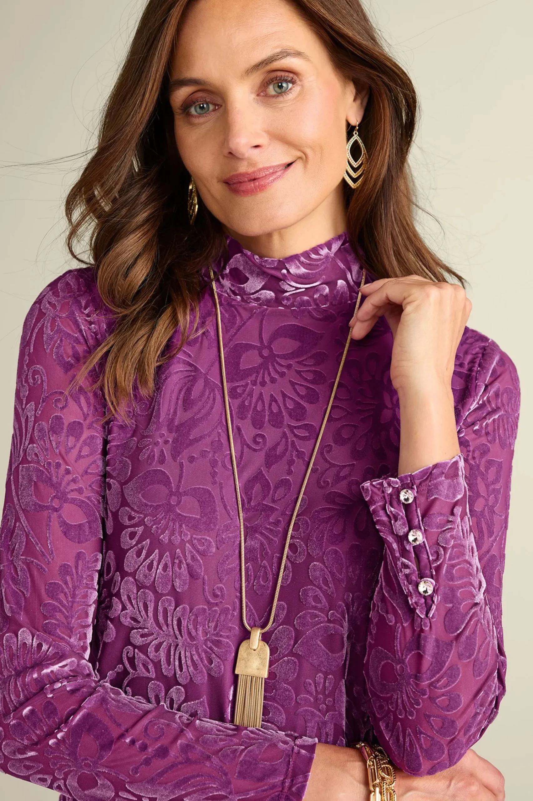 walden_velvet_turtleneck_4.webp Feminine Flourish | Everyday Styles-Soft Surroundings Walden Velvet Turtleneck Red Dahlia
