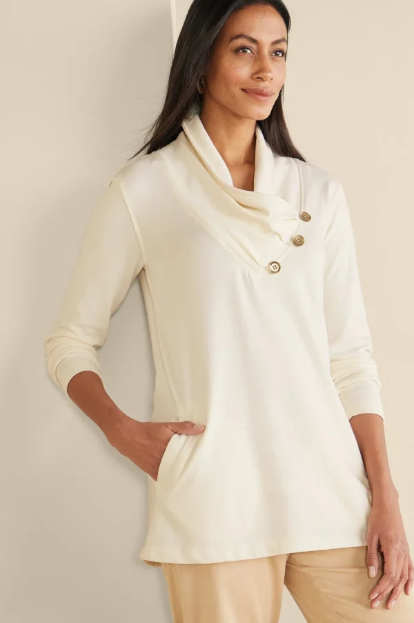 Wear Now Styles | long sleeve-Soft Surroundings Westminster Tunic Sweatshirt Black