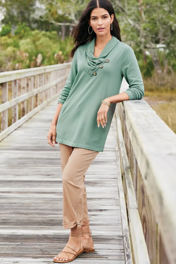 Wear Now Styles | long sleeve-Soft Surroundings Westminster Tunic Sweatshirt Black