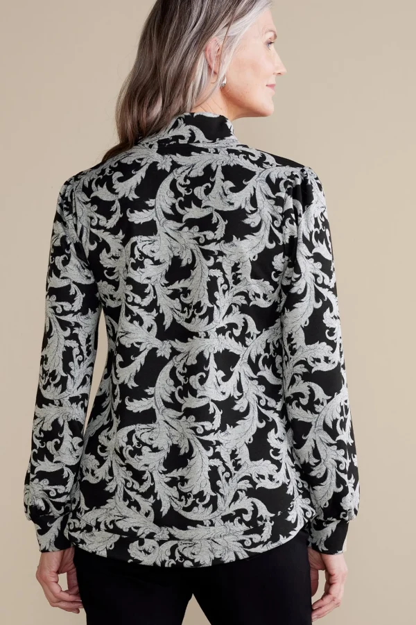 Feminine Flourish | long sleeve-Soft Surroundings Winona Pullover Neutral Scroll