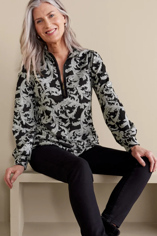 Feminine Flourish | long sleeve-Soft Surroundings Winona Pullover Neutral Scroll