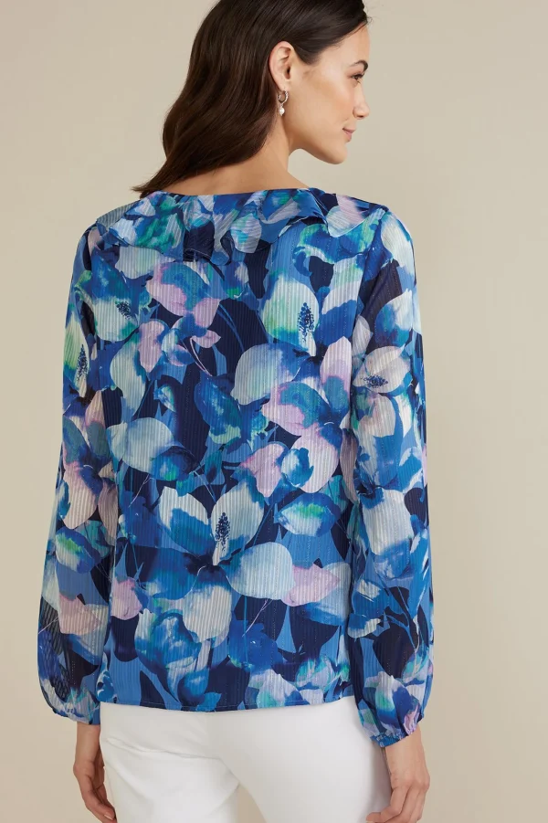 Feminine Flourish | long sleeve-Soft Surroundings Xenia Ruffle Top Purple Floral
