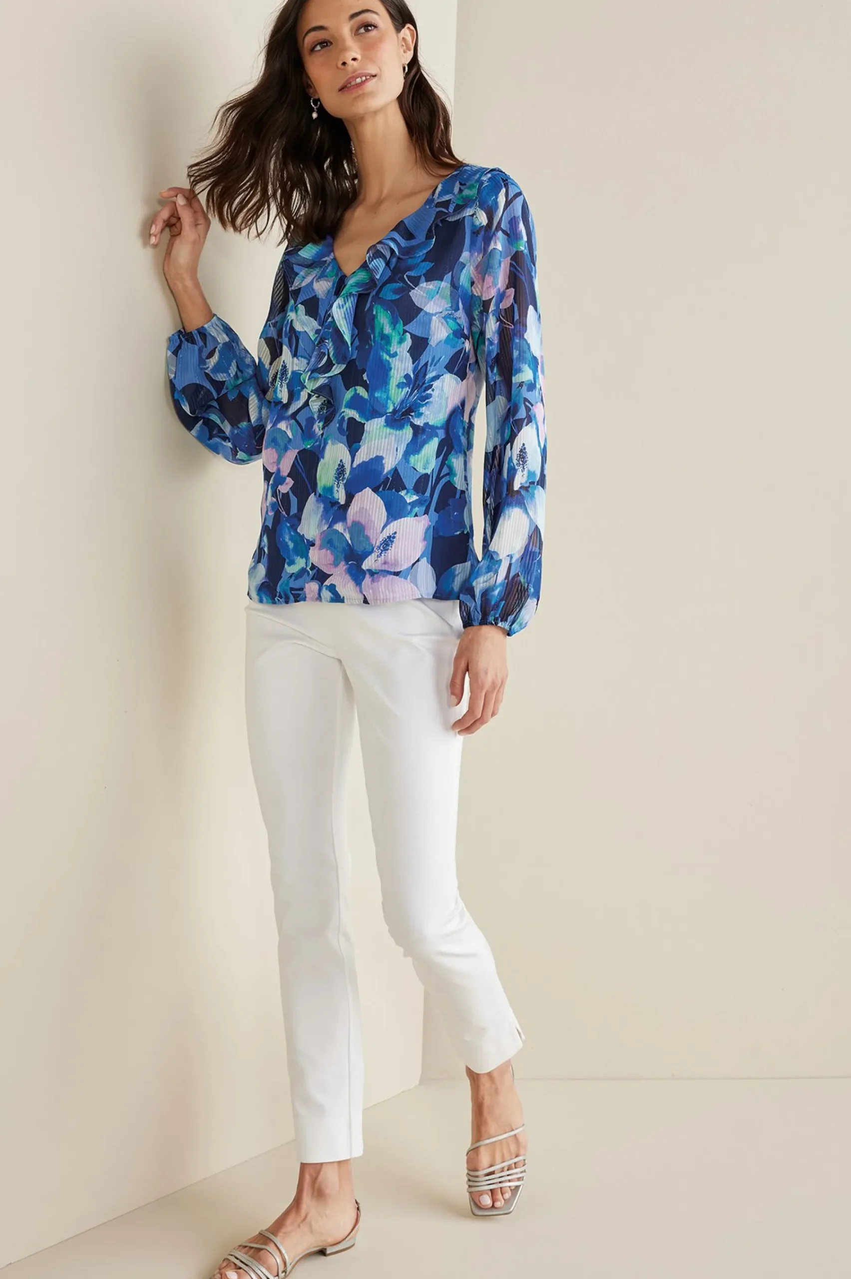 xenia_ruffle_top_4.webp Feminine Flourish | long sleeve-Soft Surroundings Xenia Ruffle Top Purple Floral