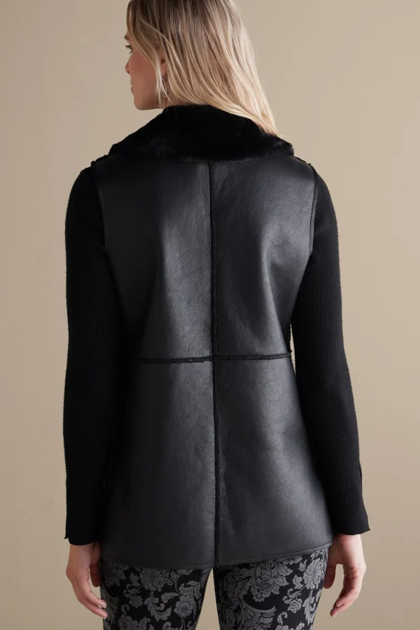Jackets & Coats | vest-Soft Surroundings Zeva Faux Leather Shearling Vest Black