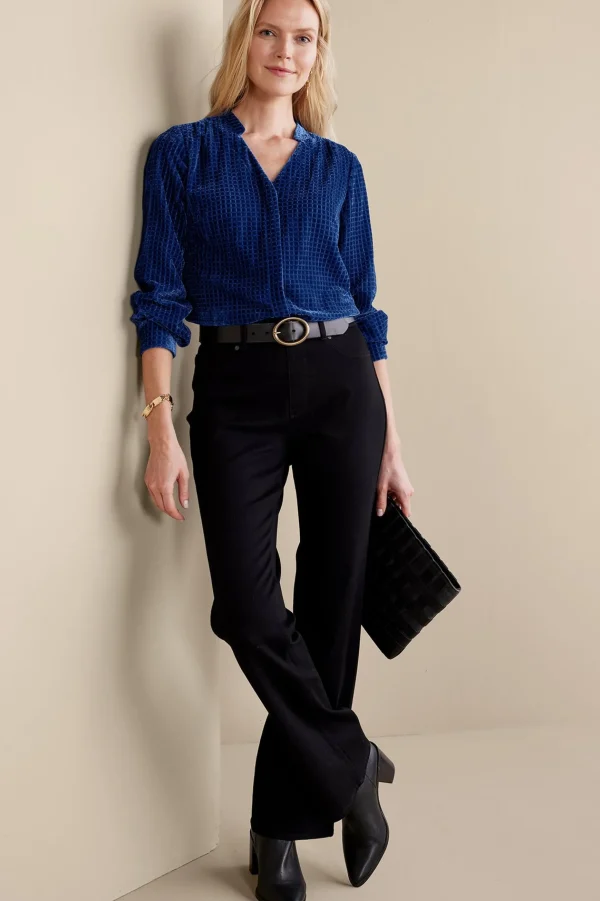 Into The Blues | Everyday Styles-Soft Surroundings Zia Velvet Shirt Sapphire