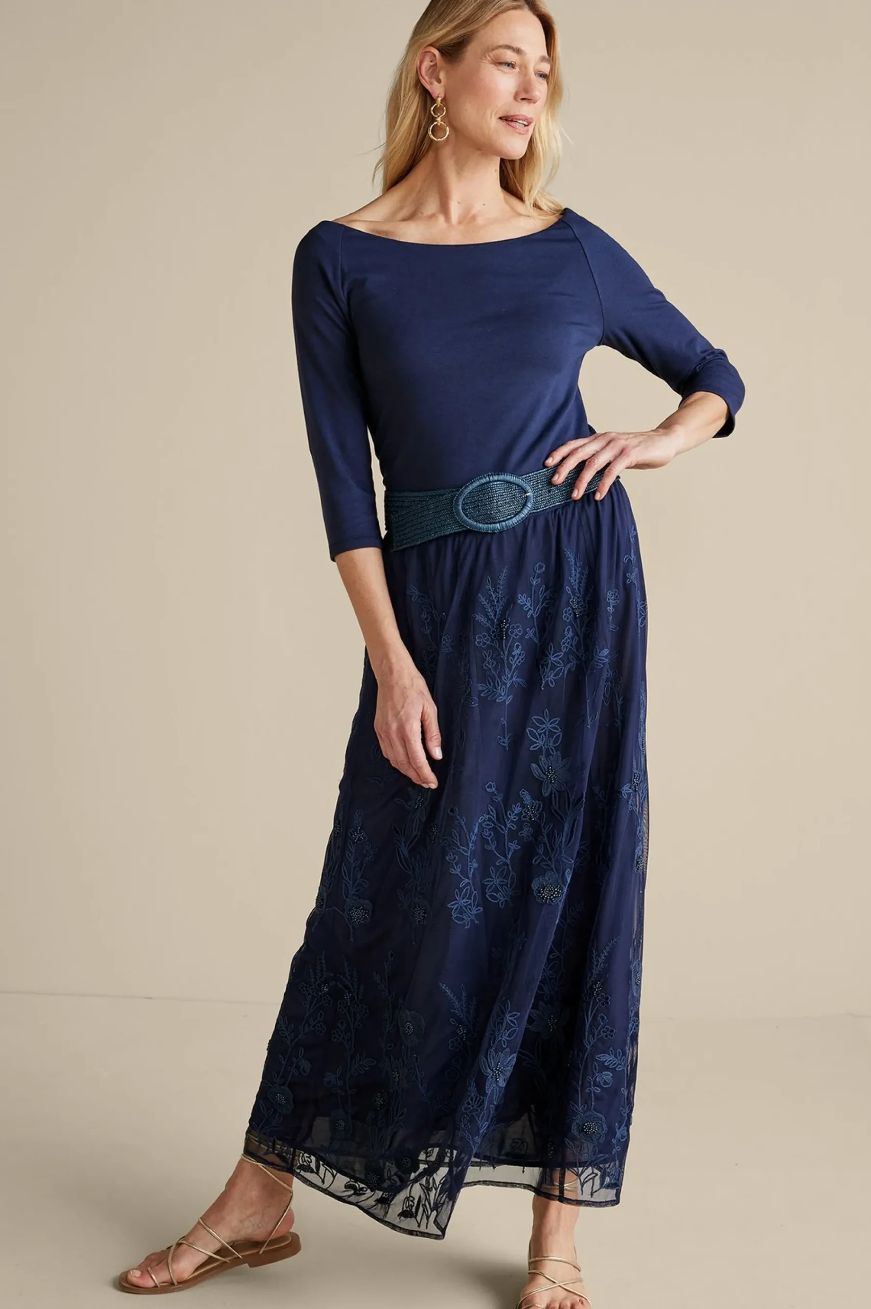 zuri_embroidered_mesh_ski_0.webp Feminine Flourish | Into The Blues-Soft Surroundings Zuri Embroidered Mesh Skirt Navy