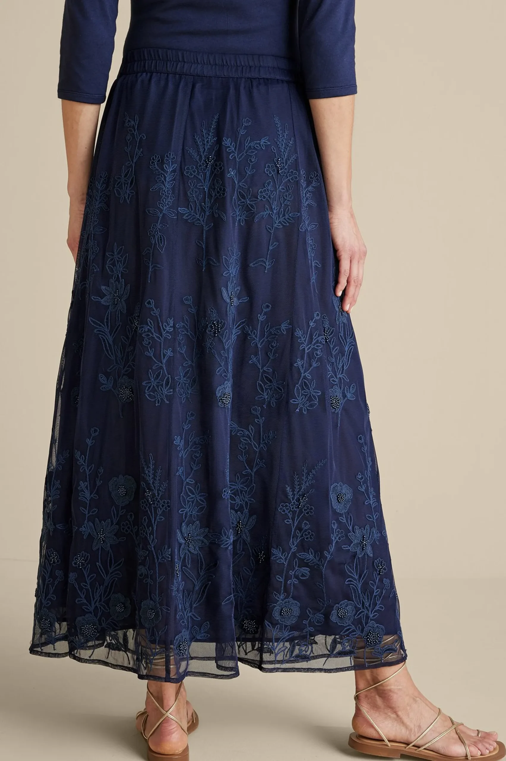 zuri_embroidered_mesh_ski_2.webp Feminine Flourish | Into The Blues-Soft Surroundings Zuri Embroidered Mesh Skirt Navy