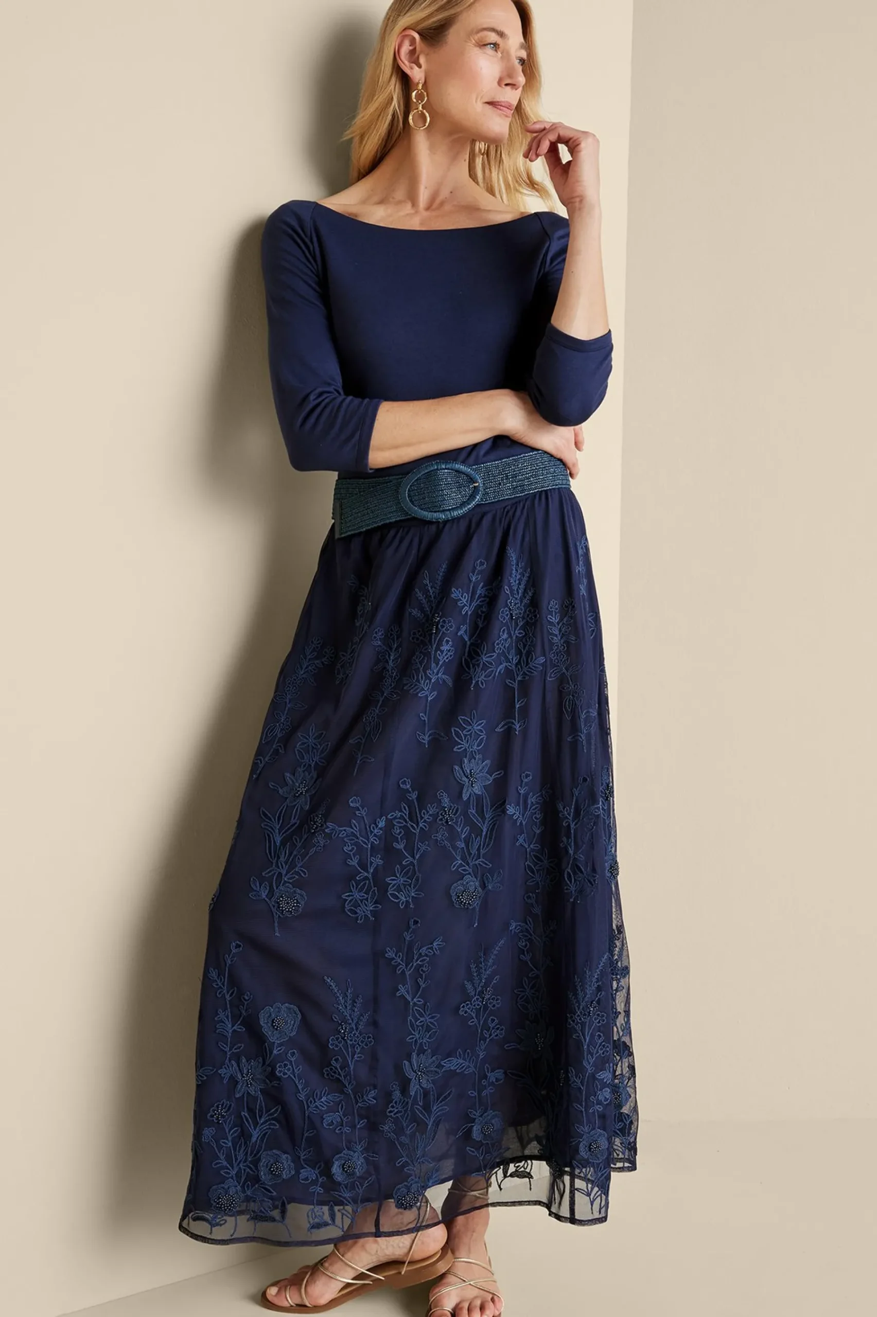 zuri_embroidered_mesh_ski_5.webp Feminine Flourish | Into The Blues-Soft Surroundings Zuri Embroidered Mesh Skirt Navy